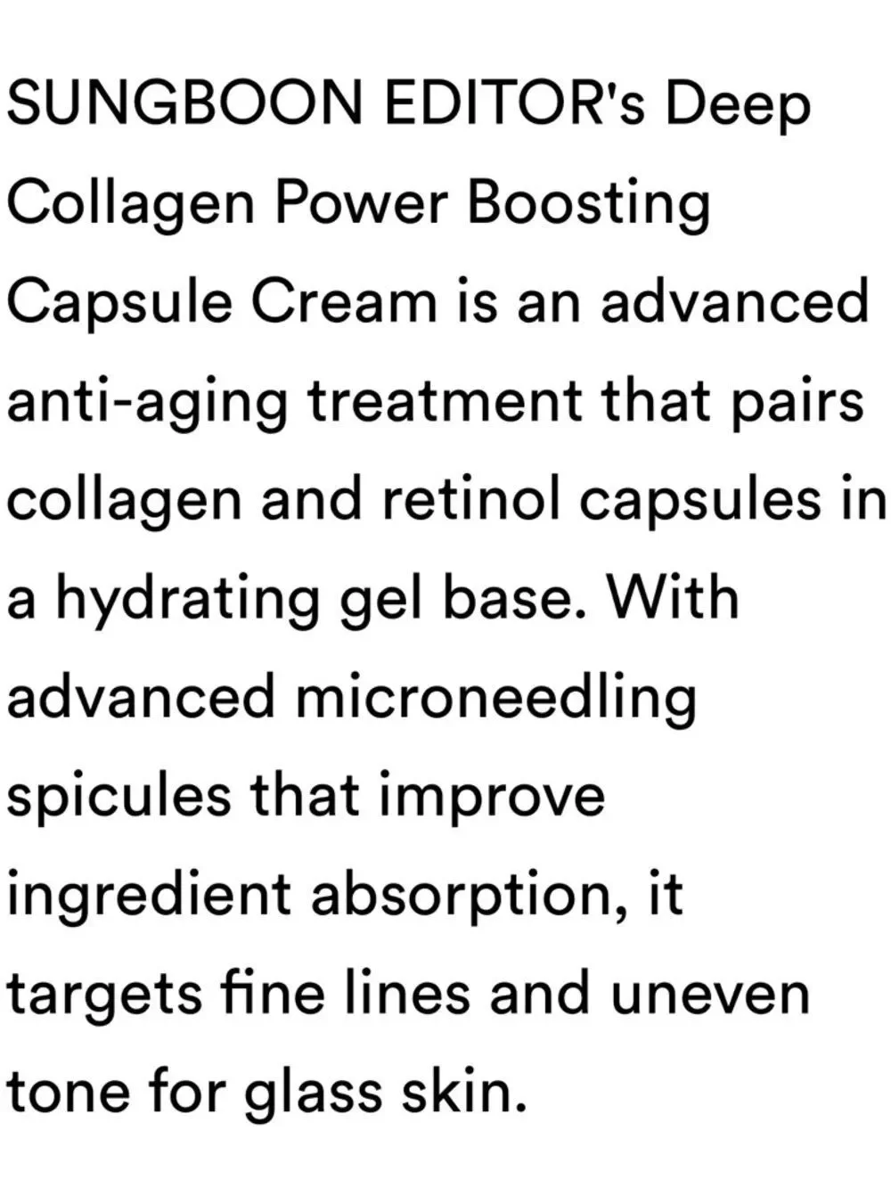 SUNGBOON EDITOR Deep Collagen Retinol Capsule Cream 30ml New Exp 2028